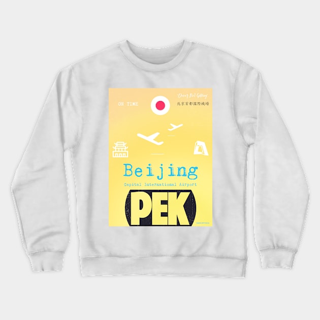 PEK Beijing airport code yellow Crewneck Sweatshirt by Woohoo